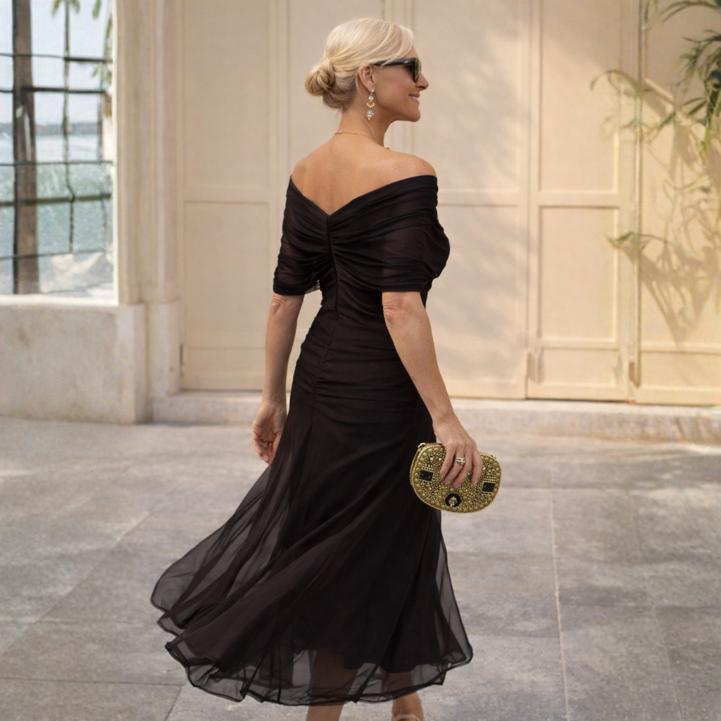 Eva™ | Off‑Shoulder Elegance Maxi Dress