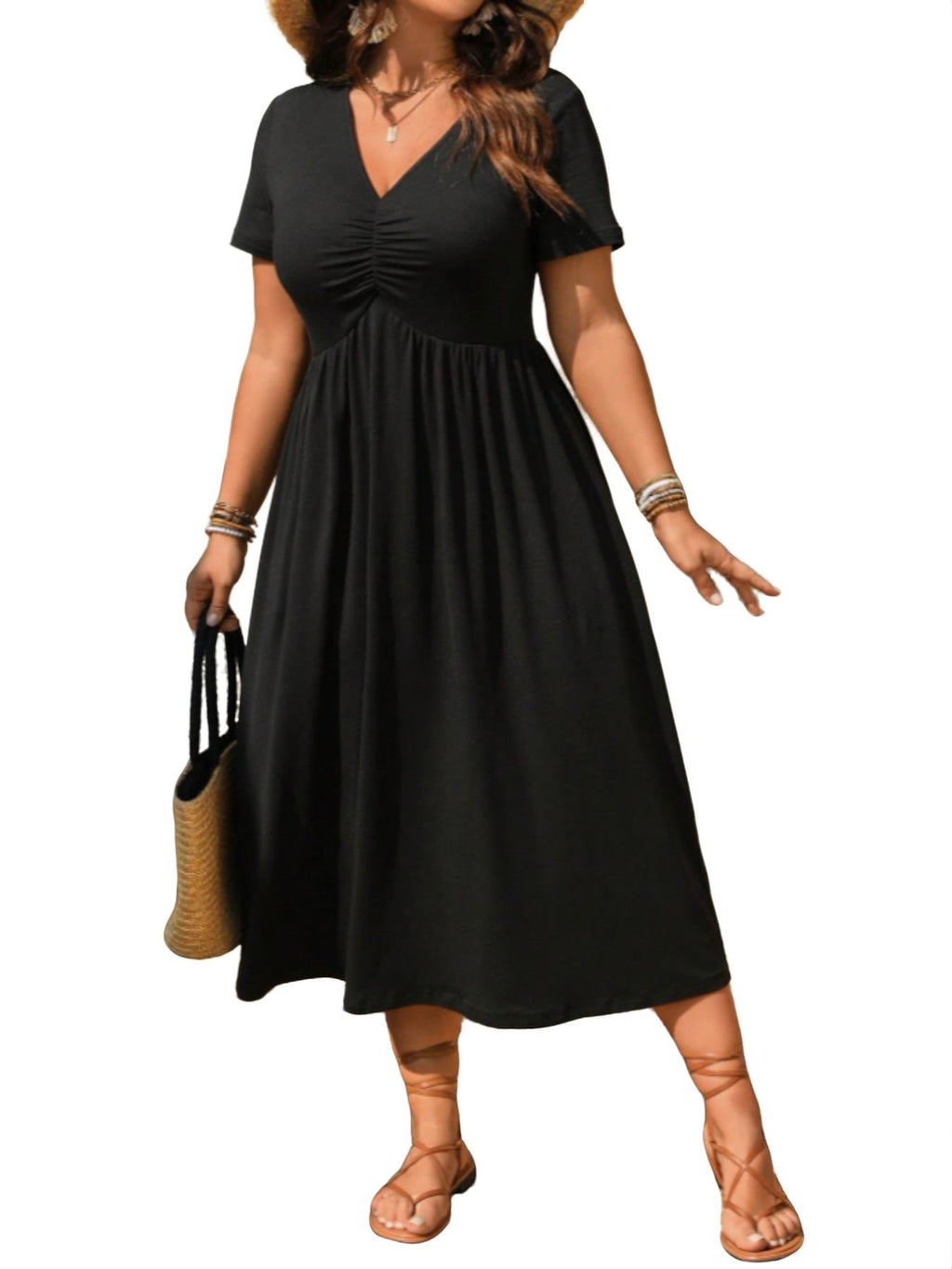 Figurfreundliches V‑Ausschnitt‑Kleid