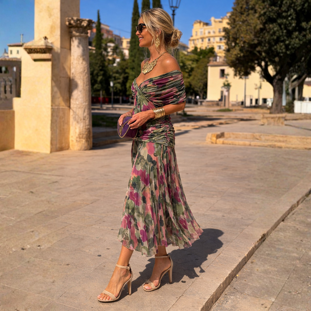 Eva™ | Off‑Shoulder Elegance Maxi Dress