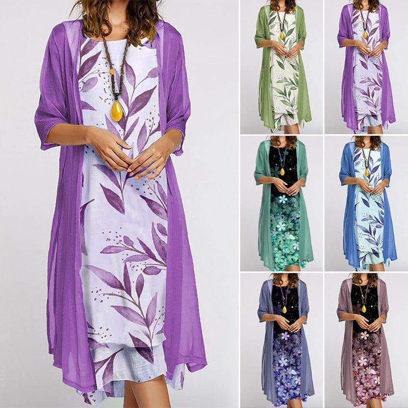 Sakura‑Zweiteiler™ – Kleid & Strickjacke im traumhaften Farbverlauf