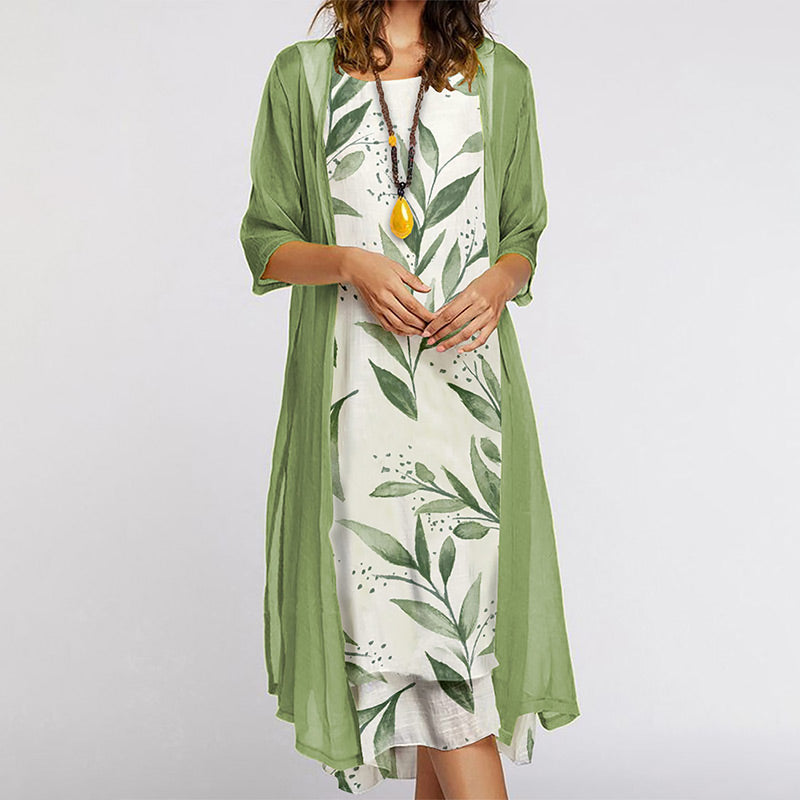 Sakura‑Zweiteiler™ – Kleid & Strickjacke im traumhaften Farbverlauf
