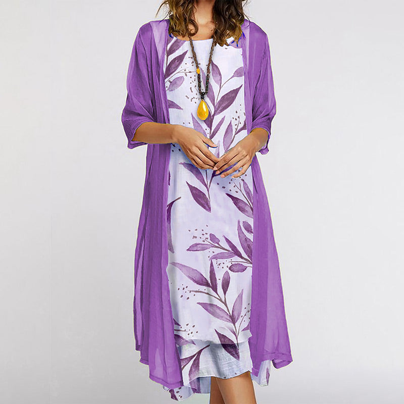 Sakura‑Zweiteiler™ – Kleid & Strickjacke im traumhaften Farbverlauf
