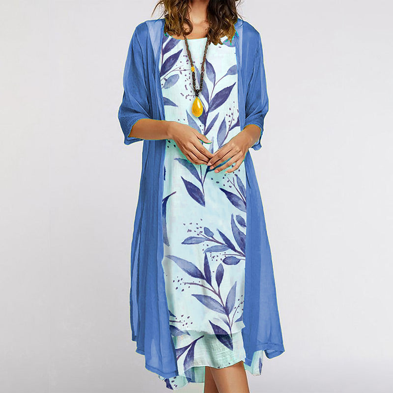Sakura‑Zweiteiler™ – Kleid & Strickjacke im traumhaften Farbverlauf