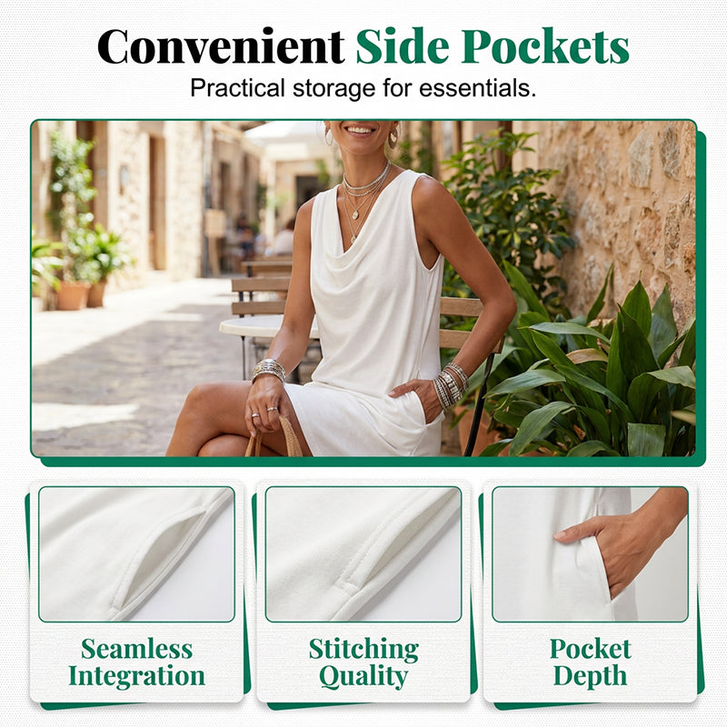 Marena™ | Soft‑Drape Cowl Maxi Dress