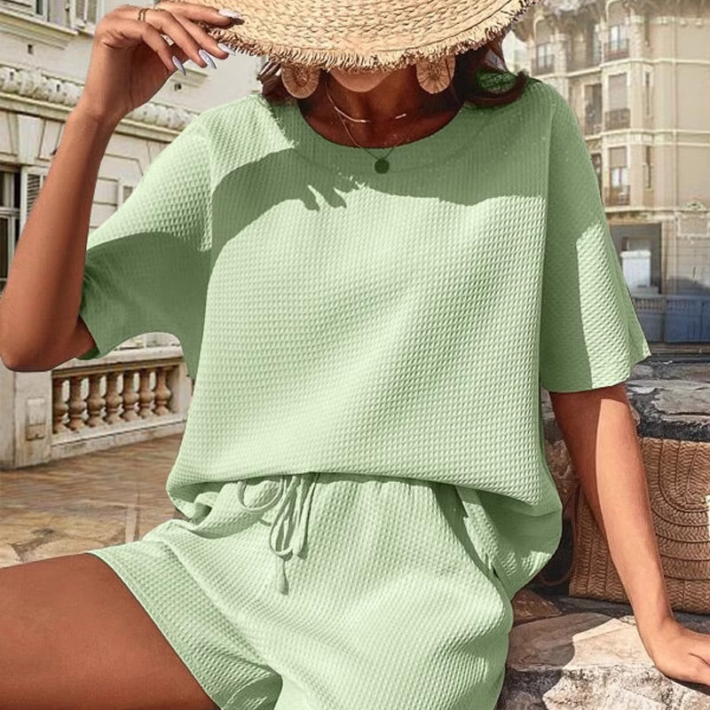 Casual Waffle Set™ – Sommerlook mit Top & Shorts