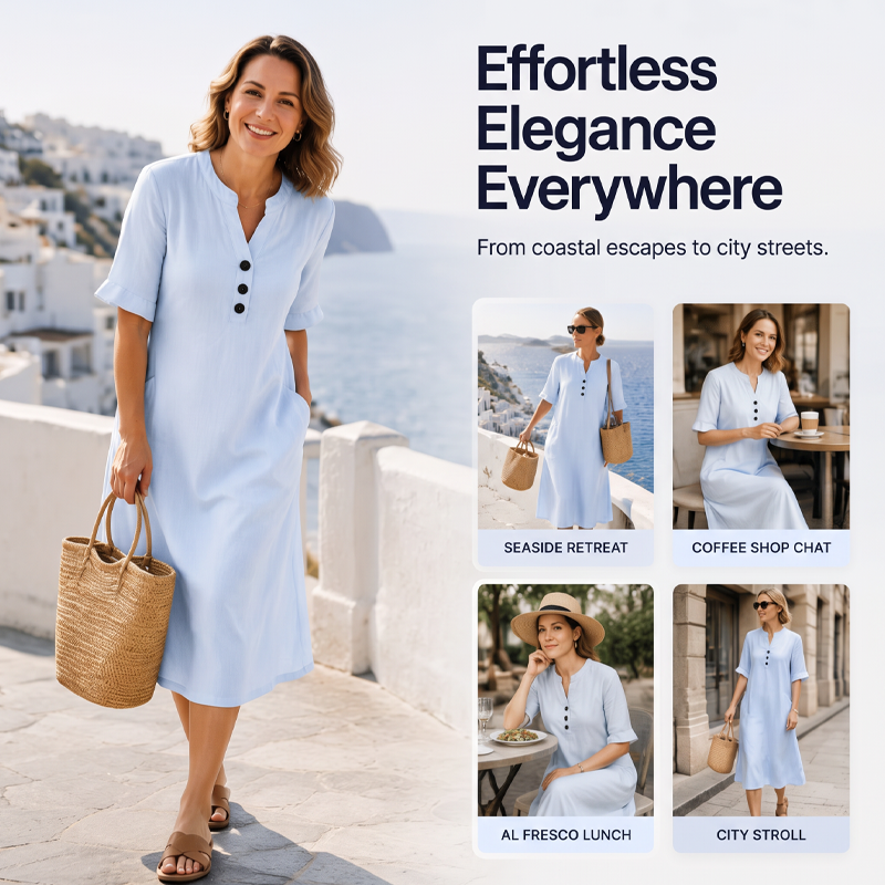 Casual Knopfkleid™ – Leicht, luftig & super feminin