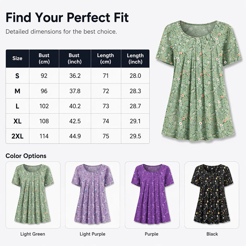 Floral Round‑Neck Top™ – Sommerlich, leicht & super feminin
