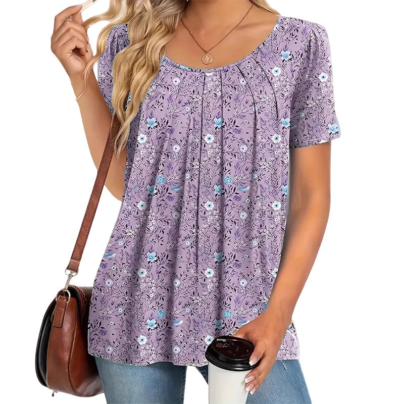 Floral Round‑Neck Top™ – Sommerlich, leicht & super feminin
