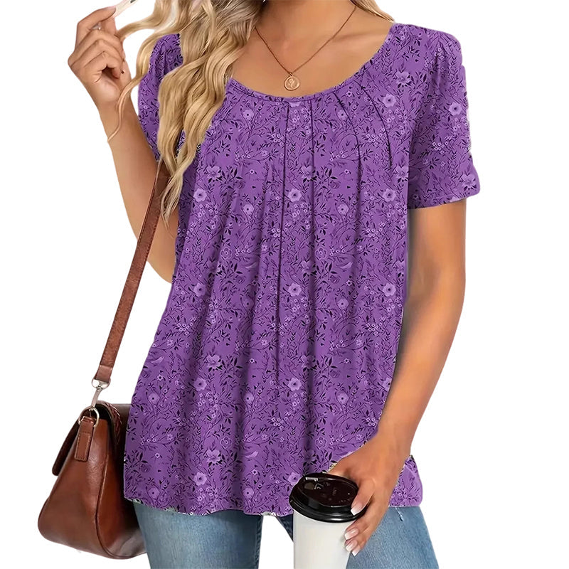Floral Round‑Neck Top™ – Sommerlich, leicht & super feminin