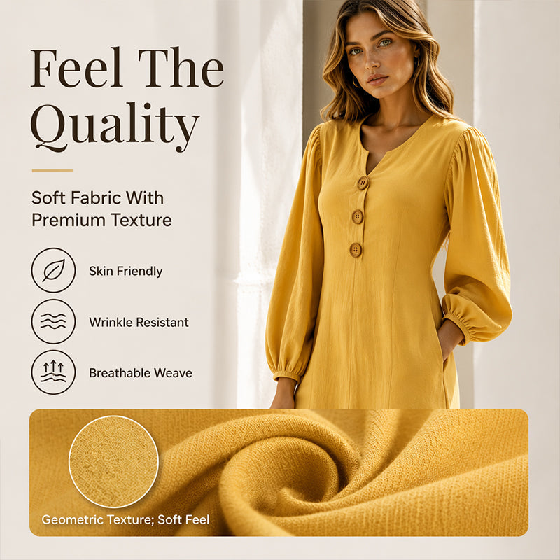 Puffärmel Maxi Dress™ – Femininer Look mit leichter Silhouette