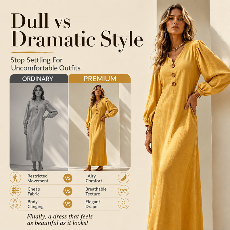 Puffärmel Maxi Dress™ – Femininer Look mit leichter Silhouette