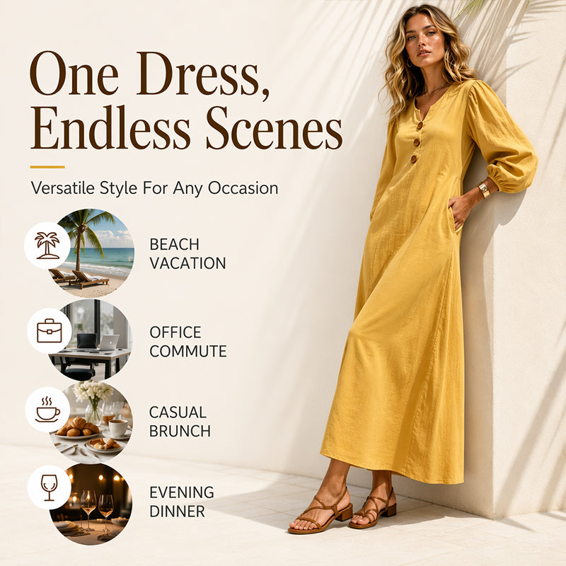 Puffärmel Maxi Dress™ – Femininer Look mit leichter Silhouette