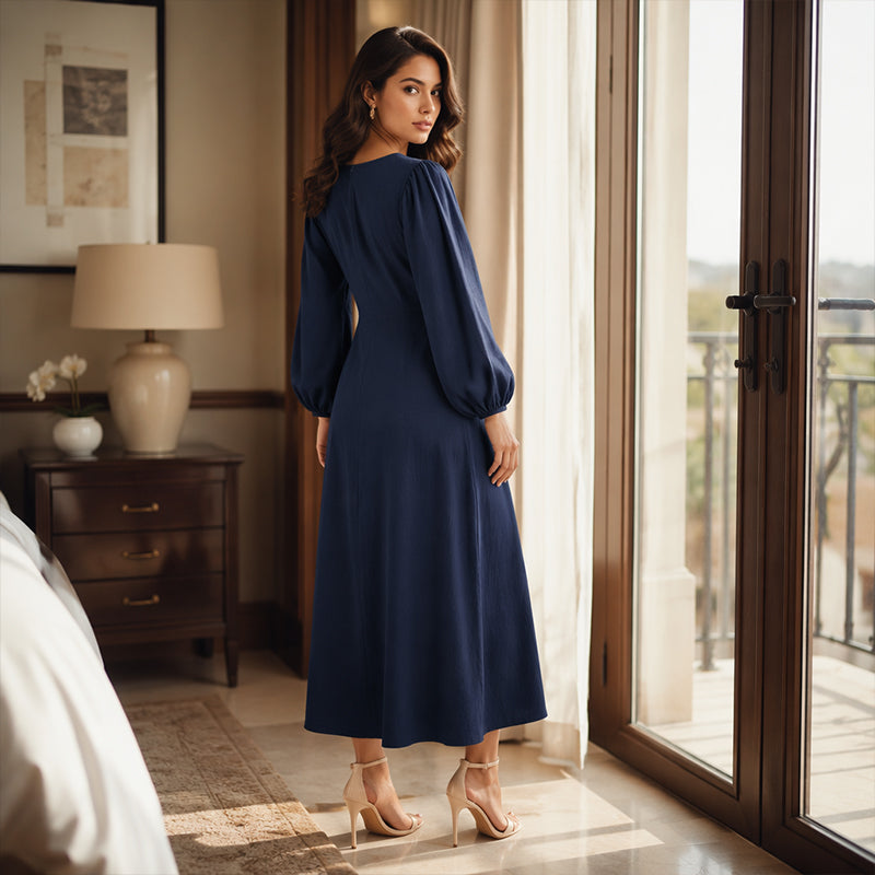 Puffärmel Maxi Dress™ – Femininer Look mit leichter Silhouette