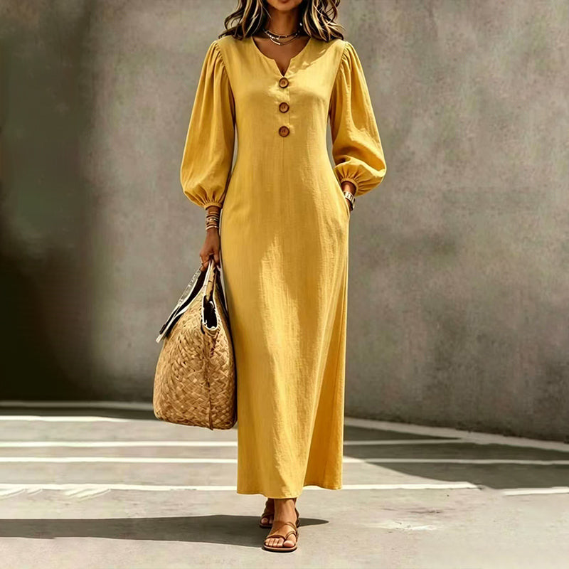 Puffärmel Maxi Dress™ – Femininer Look mit leichter Silhouette