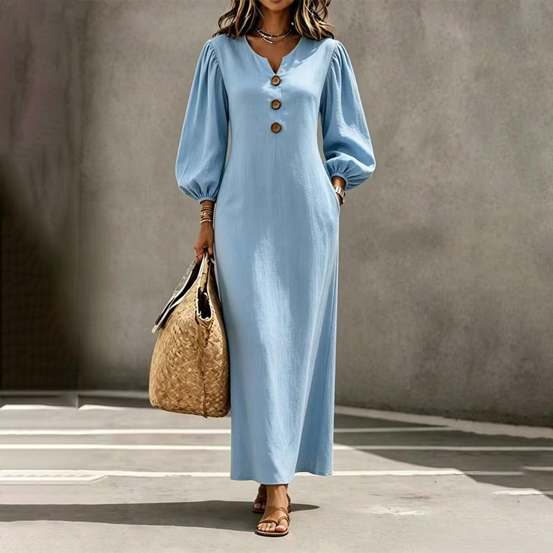 Puffärmel Maxi Dress™ – Femininer Look mit leichter Silhouette