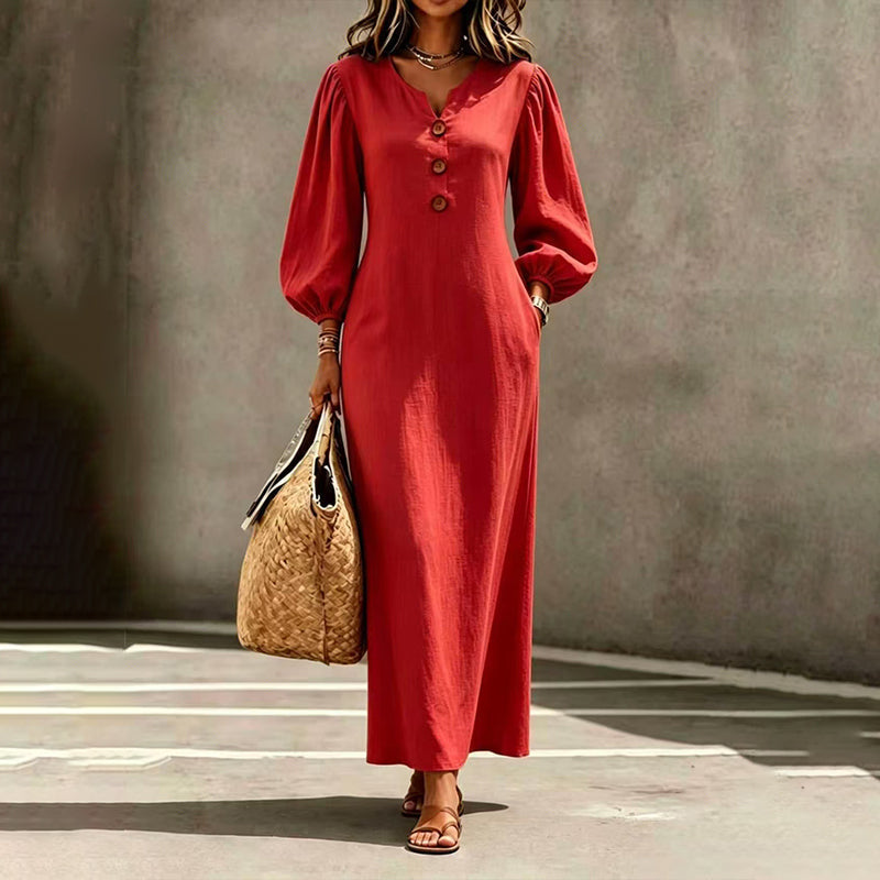 Puffärmel Maxi Dress™ – Femininer Look mit leichter Silhouette