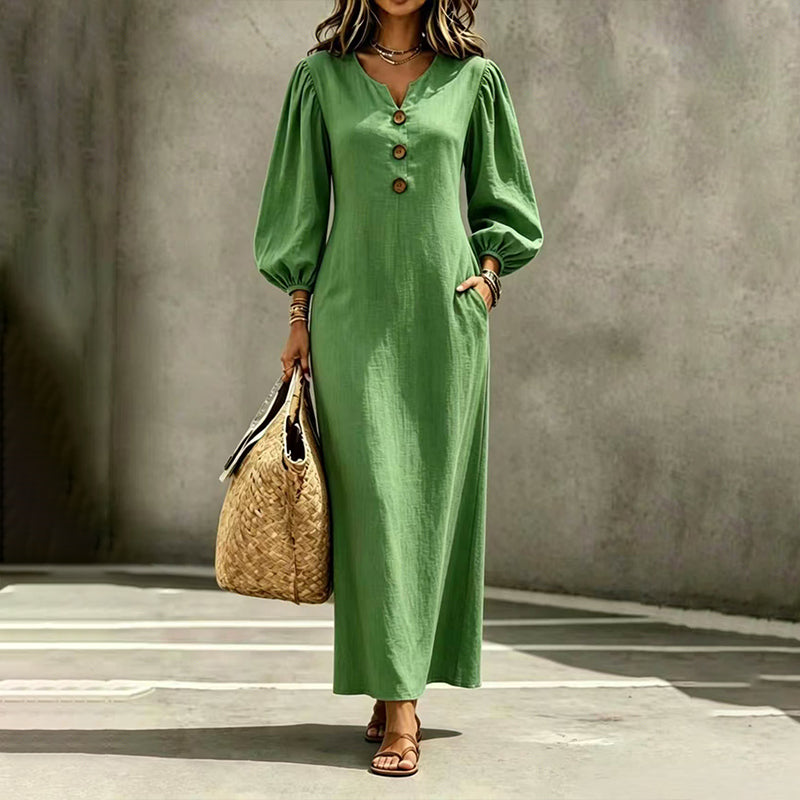 Puffärmel Maxi Dress™ – Femininer Look mit leichter Silhouette